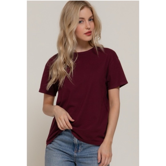 800 • Burgundy 100% Cotton Classic Tee - Picture 2 of 4